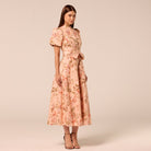 Floral Puff Sleeve Midi Dress - shopaleena
