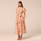 Floral Puff Sleeve Midi Dress - shopaleena