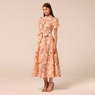Floral Puff Sleeve Midi Dress - shopaleena