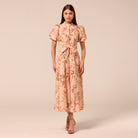 Floral Puff Sleeve Midi Dress - shopaleena
