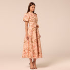 Floral Puff Sleeve Midi Dress - shopaleena