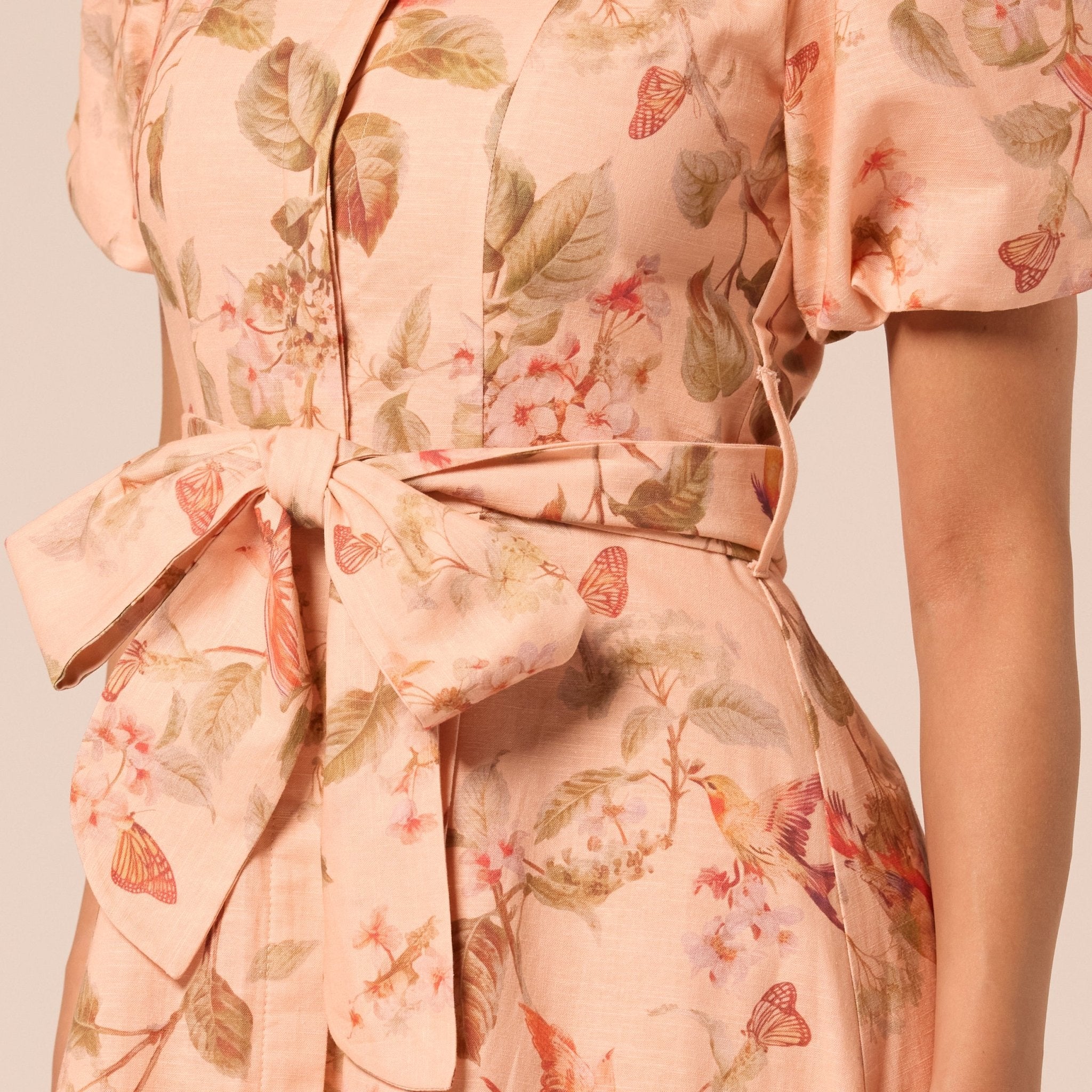 Floral Puff Sleeve Midi Dress - shopaleena