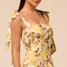 Floral Tie-strap Linen Midi Dress - shopaleena
