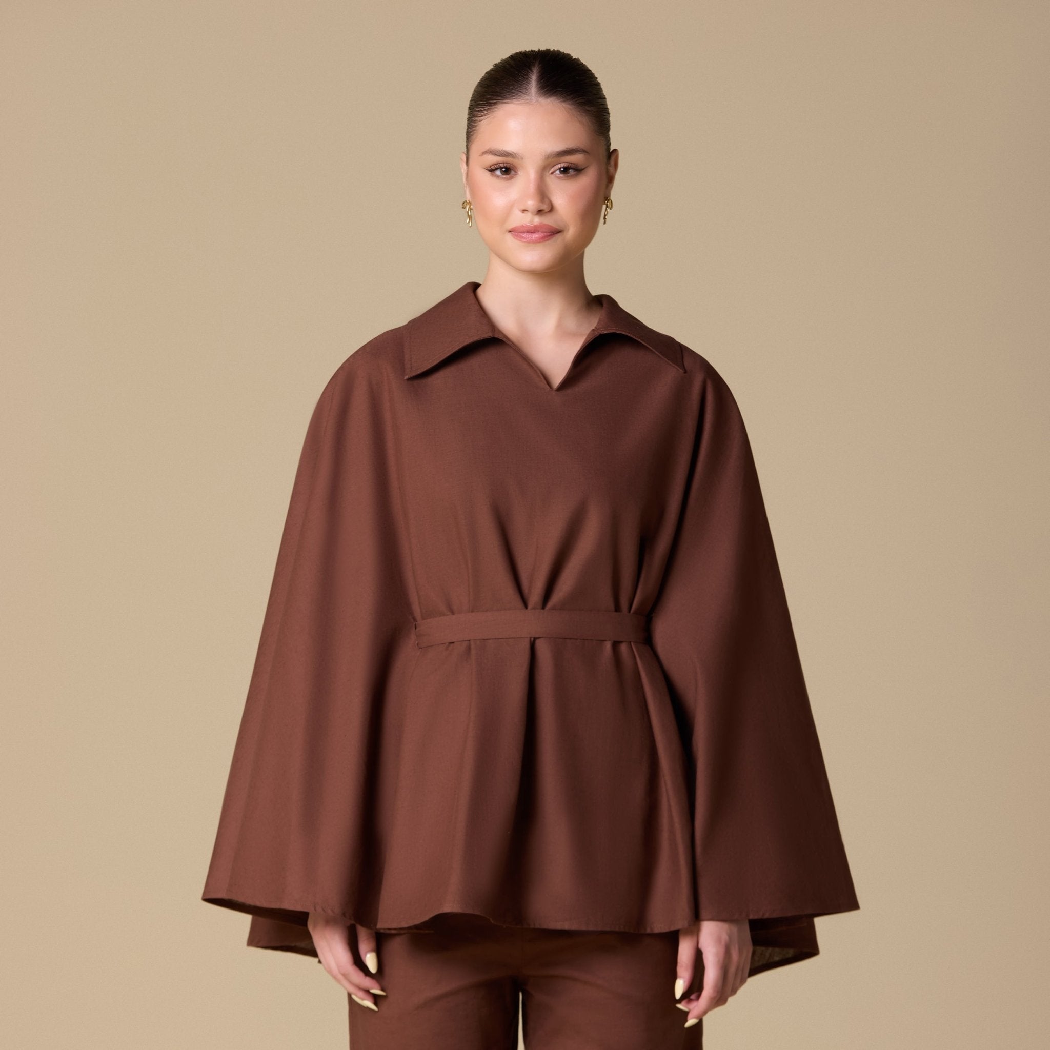 Flowy long sleeve linen top - shopaleena