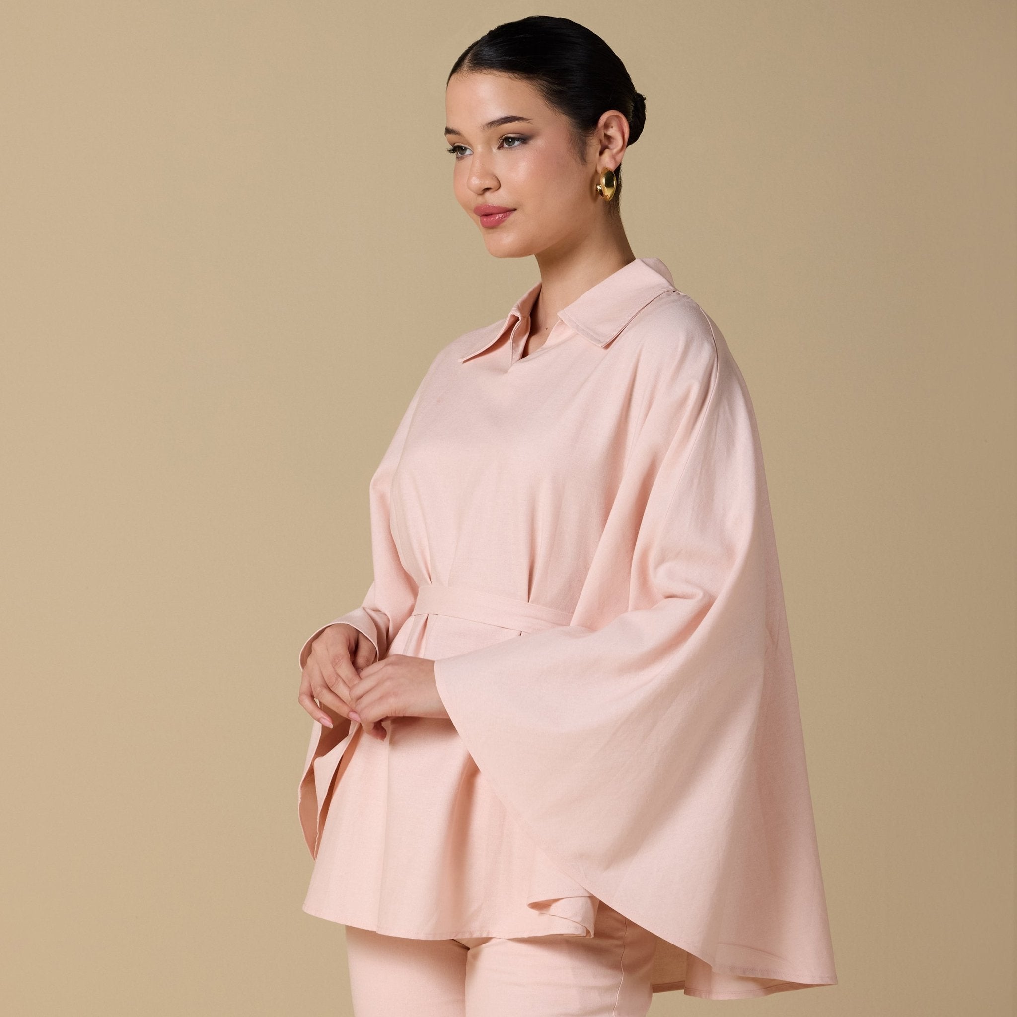 Flowy long sleeve linen top - shopaleena
