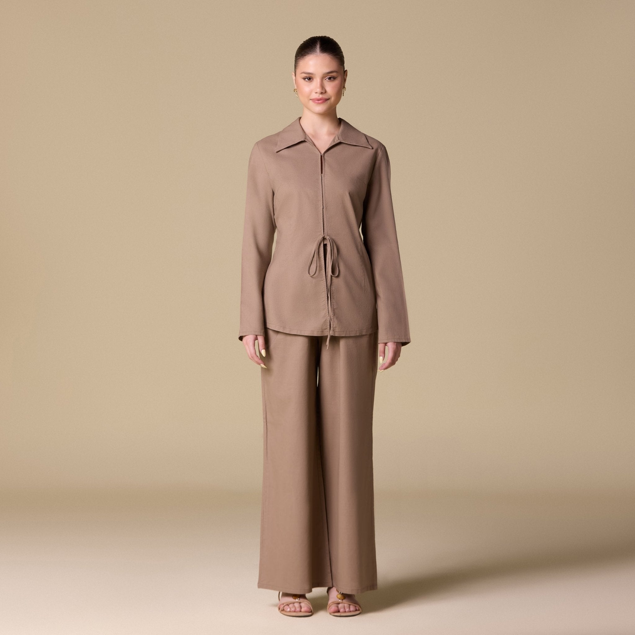 Front Tie Hook Closure Shirt - shopaleena
