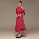 Fuchsia Asymmetric Off Shoulder Maxi Dress - shopaleena