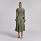 Gathered Chest Crepe Midi Dress - shopaleena