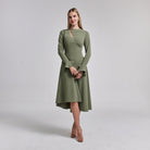 Gathered Chest Crepe Midi Dress - shopaleena