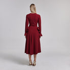Gathered Chest Crepe Midi Dress - shopaleena