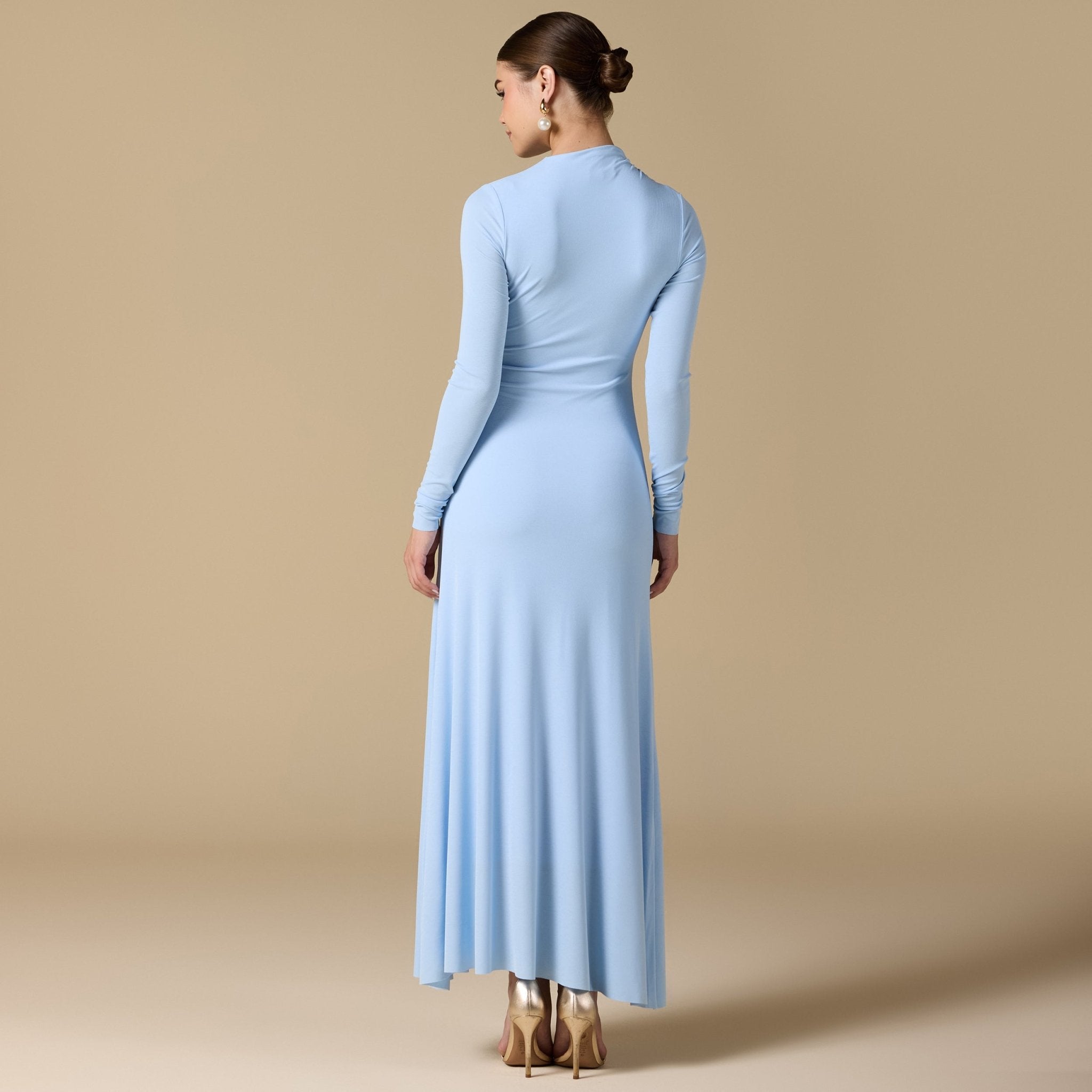 Gathered Chest Flare Midi Dress - shopaleena