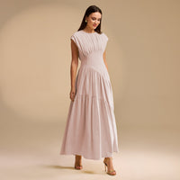 Gathered Waist A-Line Maxi Dress - shopaleena