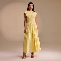 Gathered Waist A - Line Maxi Dress - shopaleena