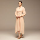 Gathered Waist Chiffon Maxi Dress - shopaleena