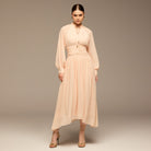 Gathered Waist Chiffon Maxi Dress - shopaleena