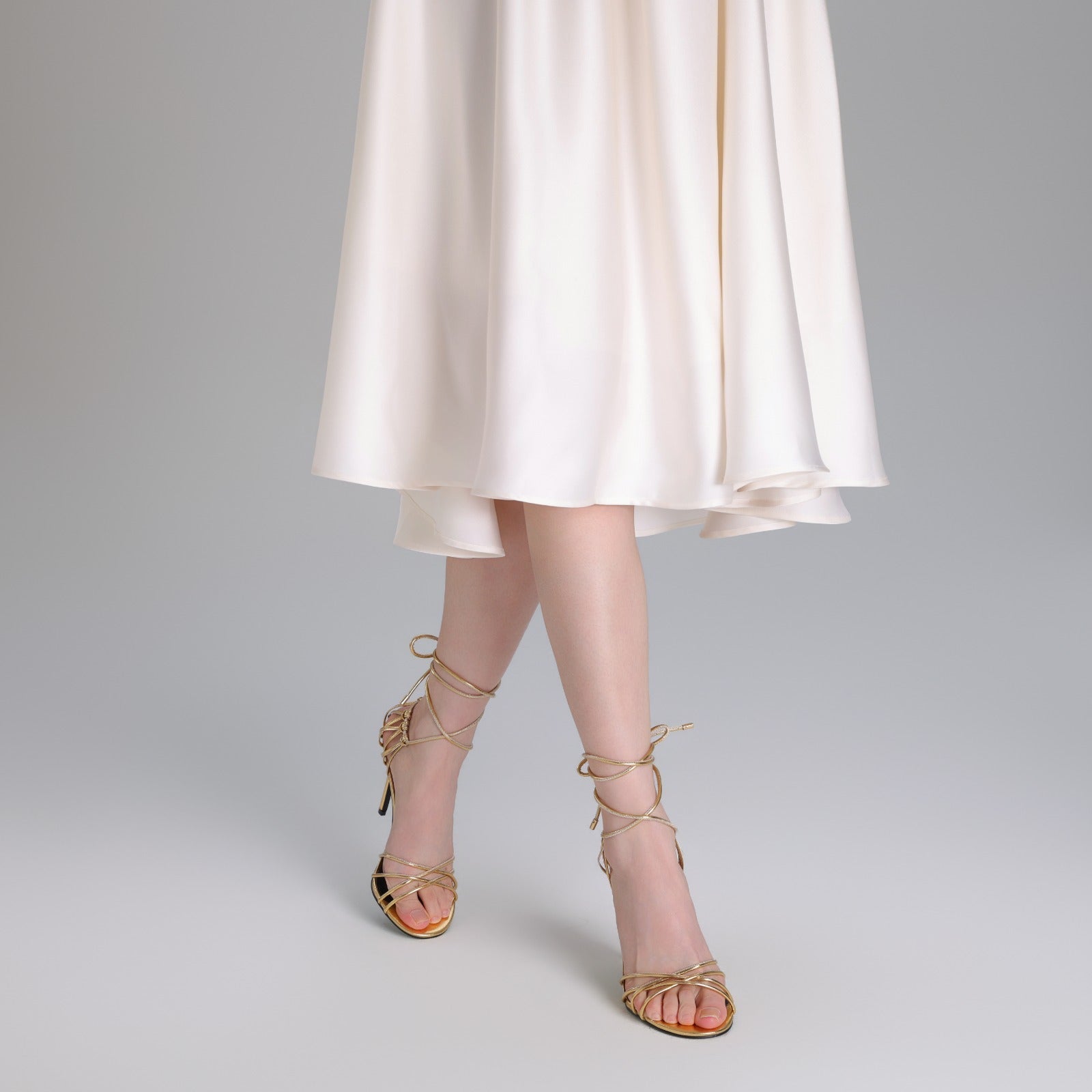 Gold Metallic Multi Strap High Heel Sandals - shopaleena