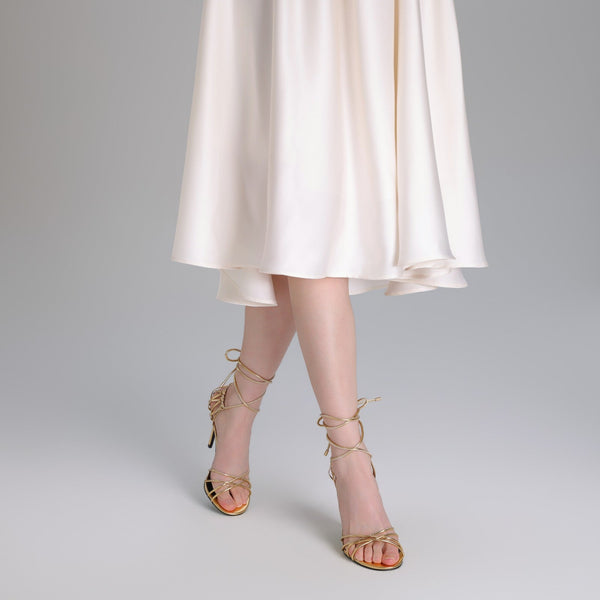 Gold Metallic Multi Strap High Heel Sandals – shopaleena