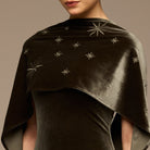 Gray Embroidered Velvet Maxi Dress - shopaleena