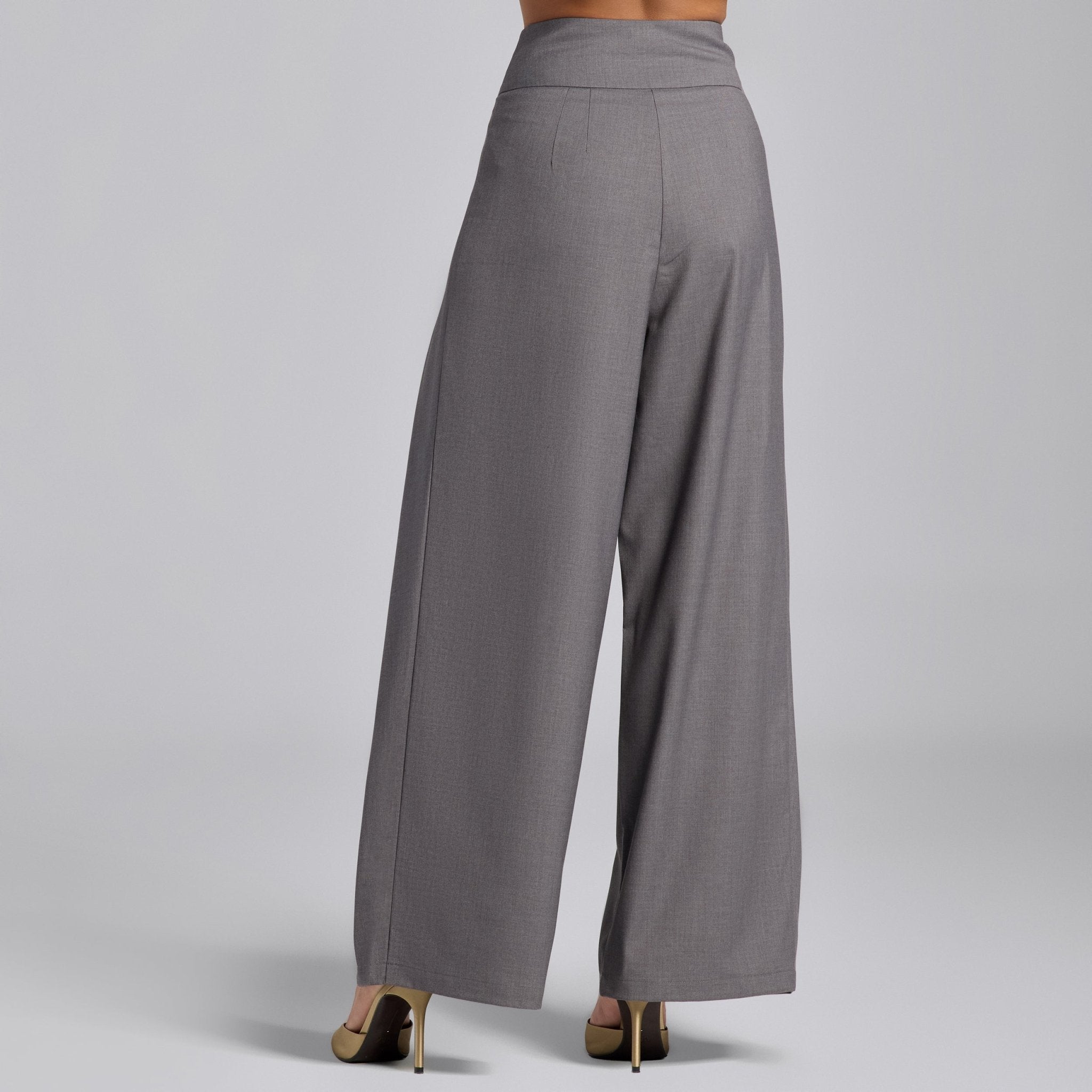 Gray Front Overlay Cotton Pants - shopaleena