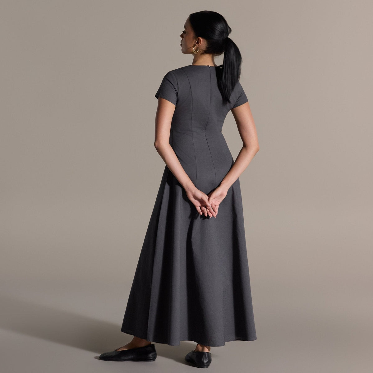 Gray Linen Under Abaya Dress - shopaleena