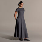 Gray Linen Under Abaya Dress - shopaleena