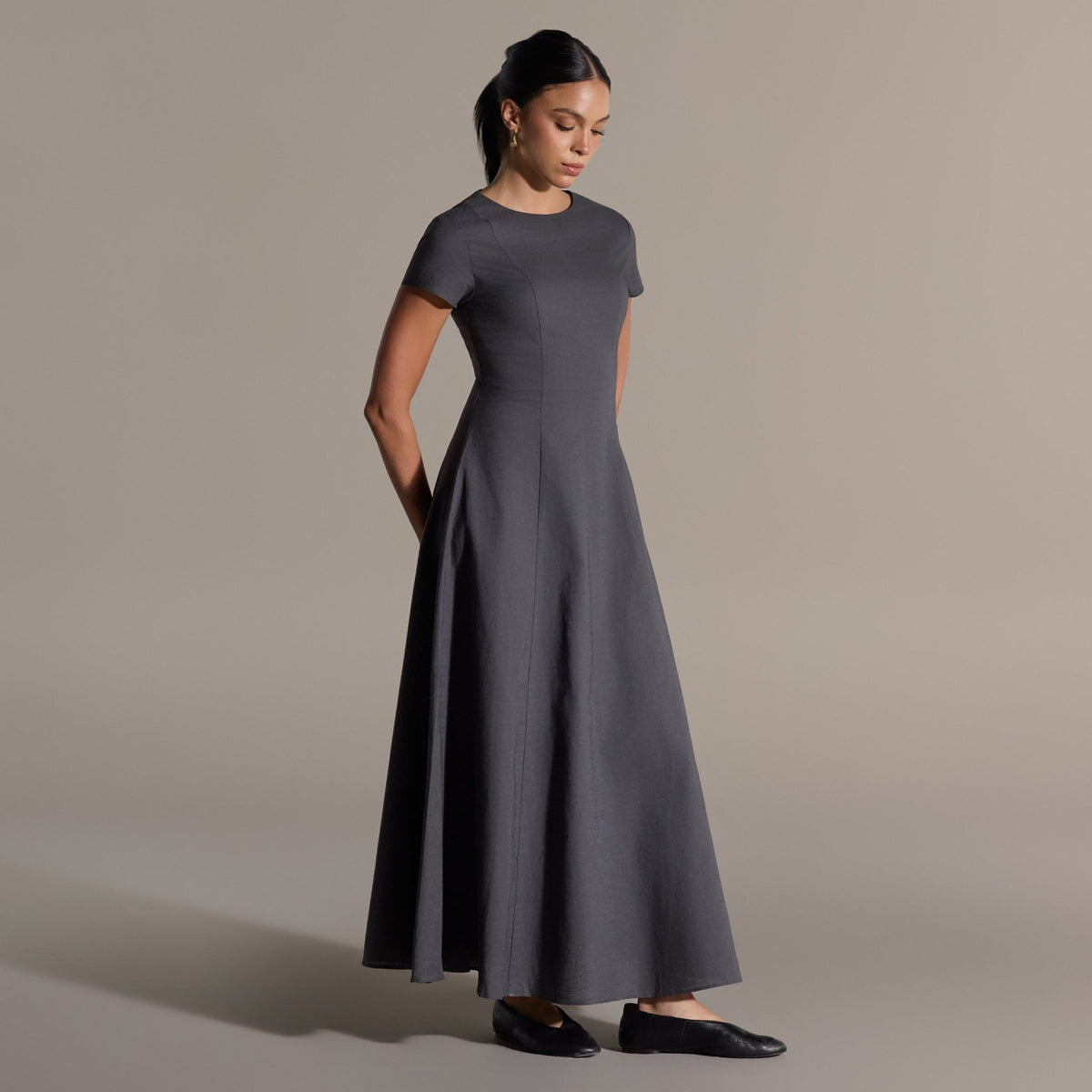 Gray Linen Under Abaya Dress - shopaleena