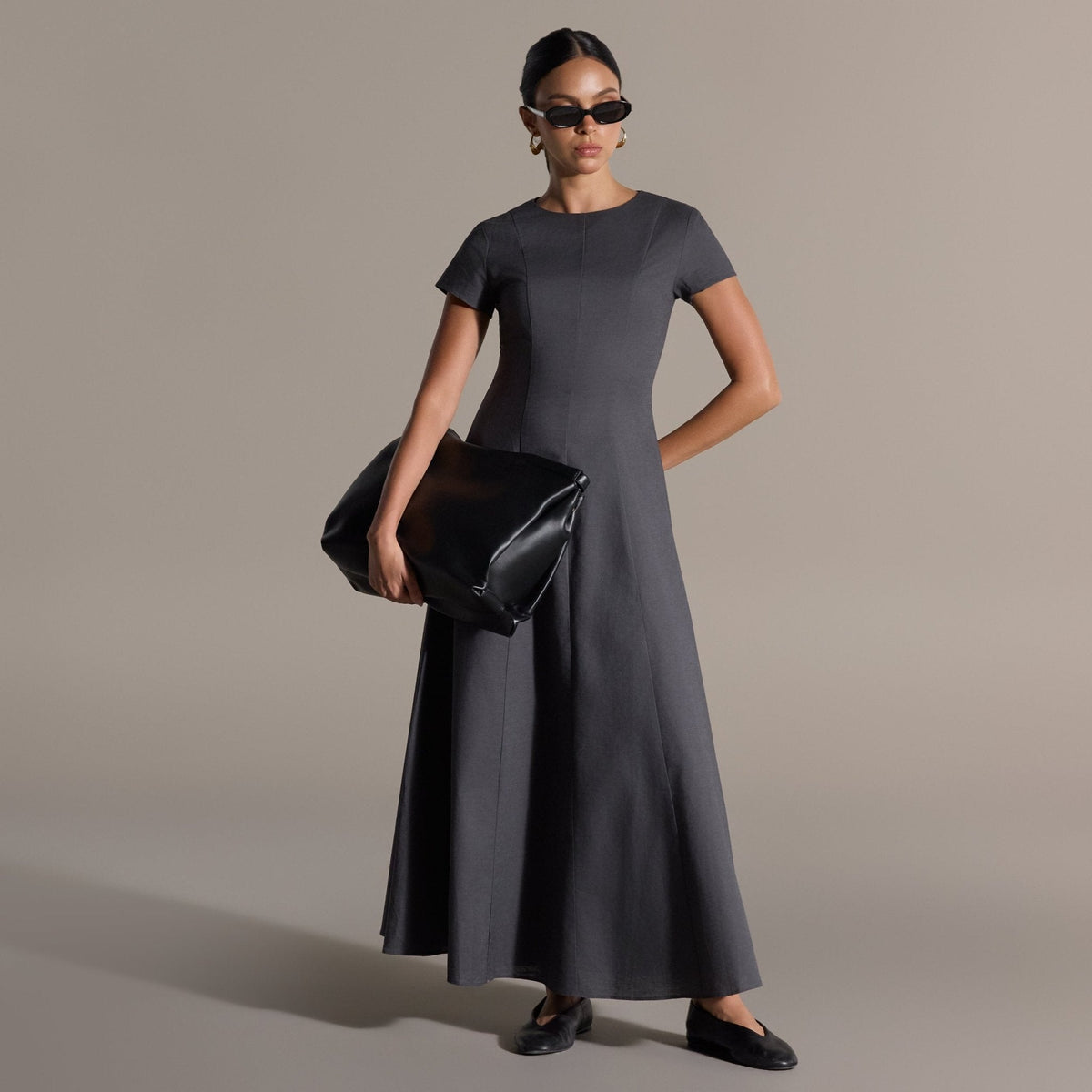 Gray Linen Under Abaya Dress - shopaleena