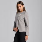 Gray Princess Cut Twill Blazer - shopaleena