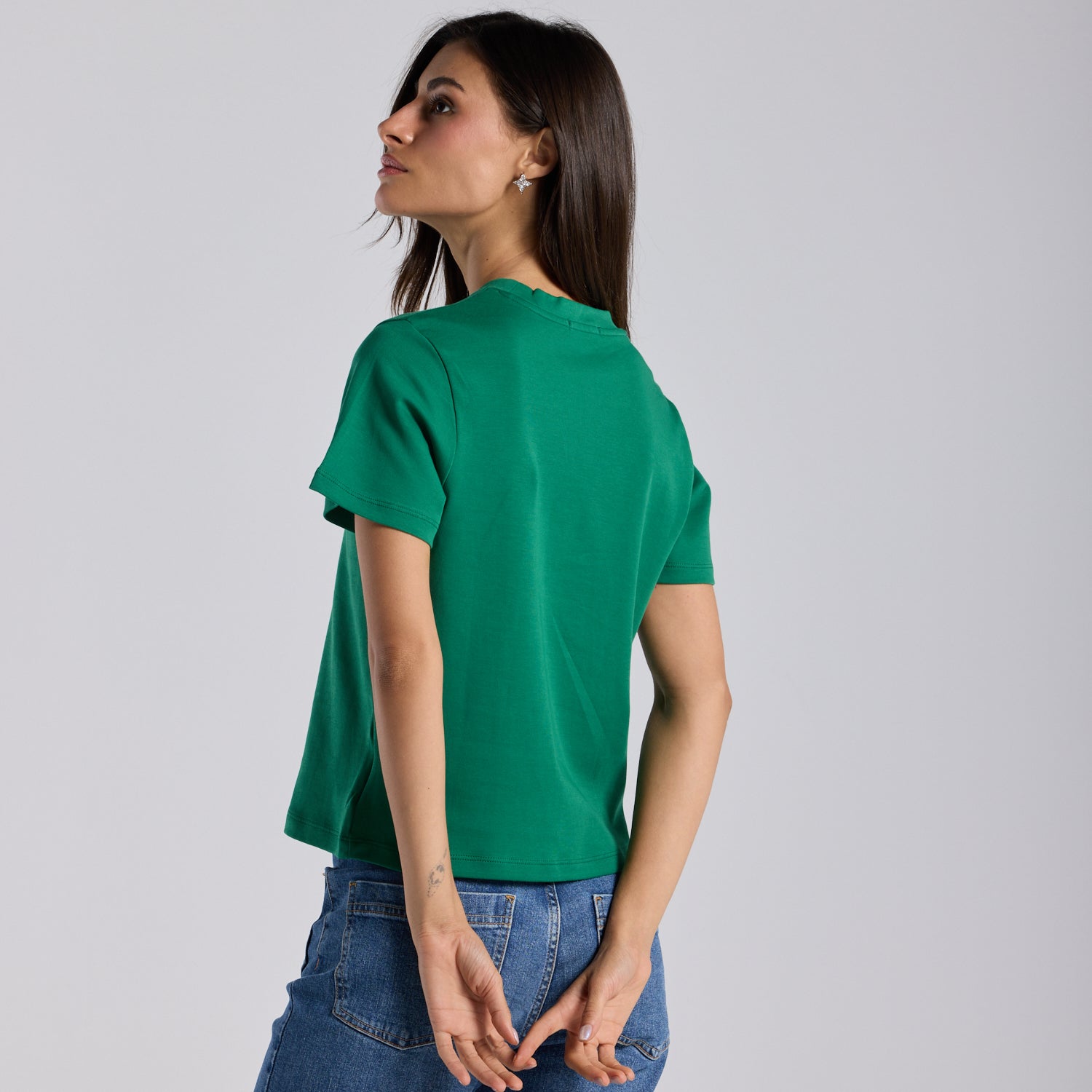 Green Embroidered Cotton T-shirt - shopaleena