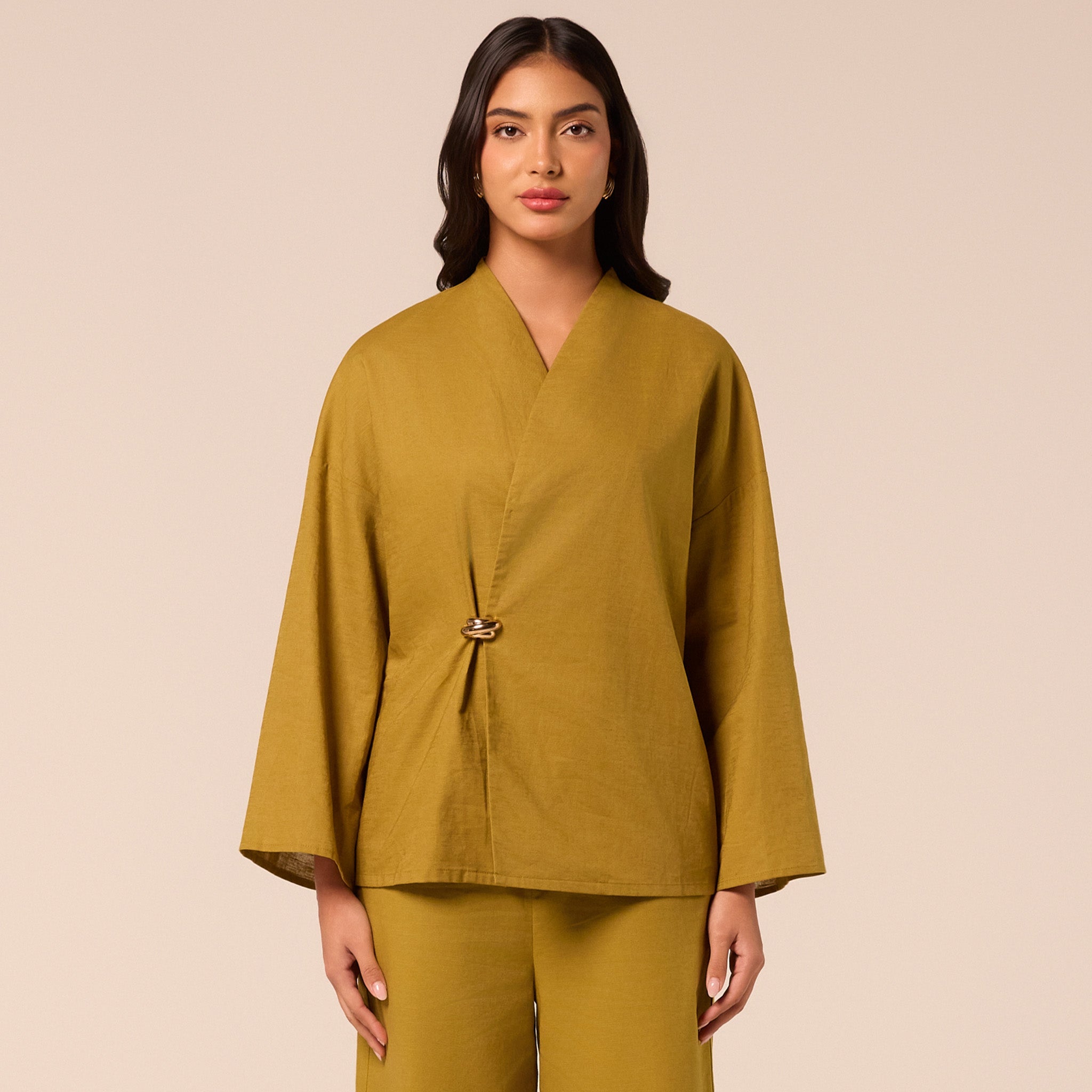 Green Long Sleeve Loose Fit Blouse - shopaleena