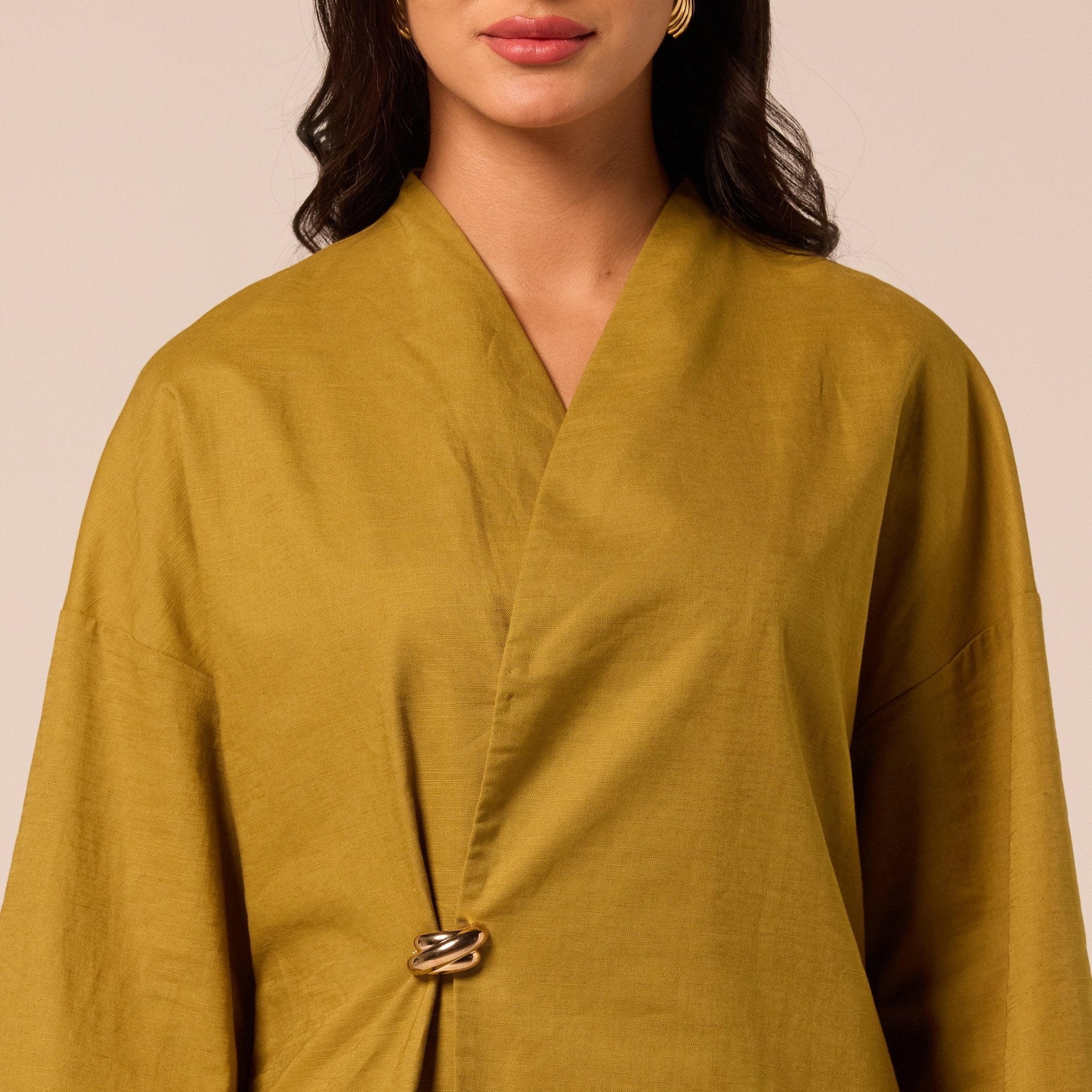 Green Long Sleeve Loose Fit Blouse - shopaleena