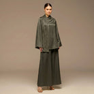 Green Loose Fit Long Sleeve Satin Blouse - shopaleena