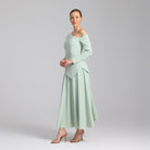 Green One - shoulder Long Sleeve Crepe dress - shopaleena