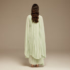 Green Pleated Cape Midi Dress - shopaleena