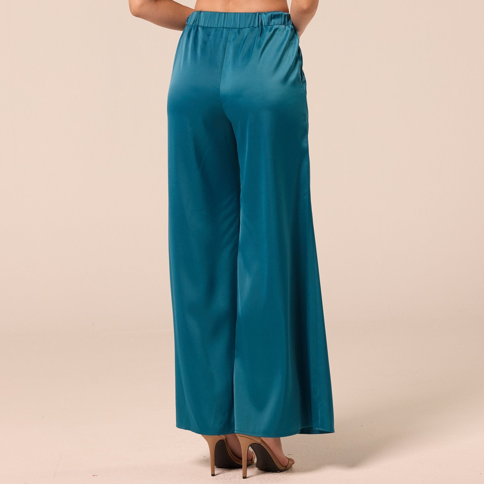 Green Satin Flare Pants - shopaleena