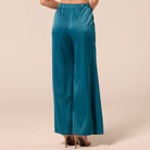 Green Satin Flare Pants - shopaleena