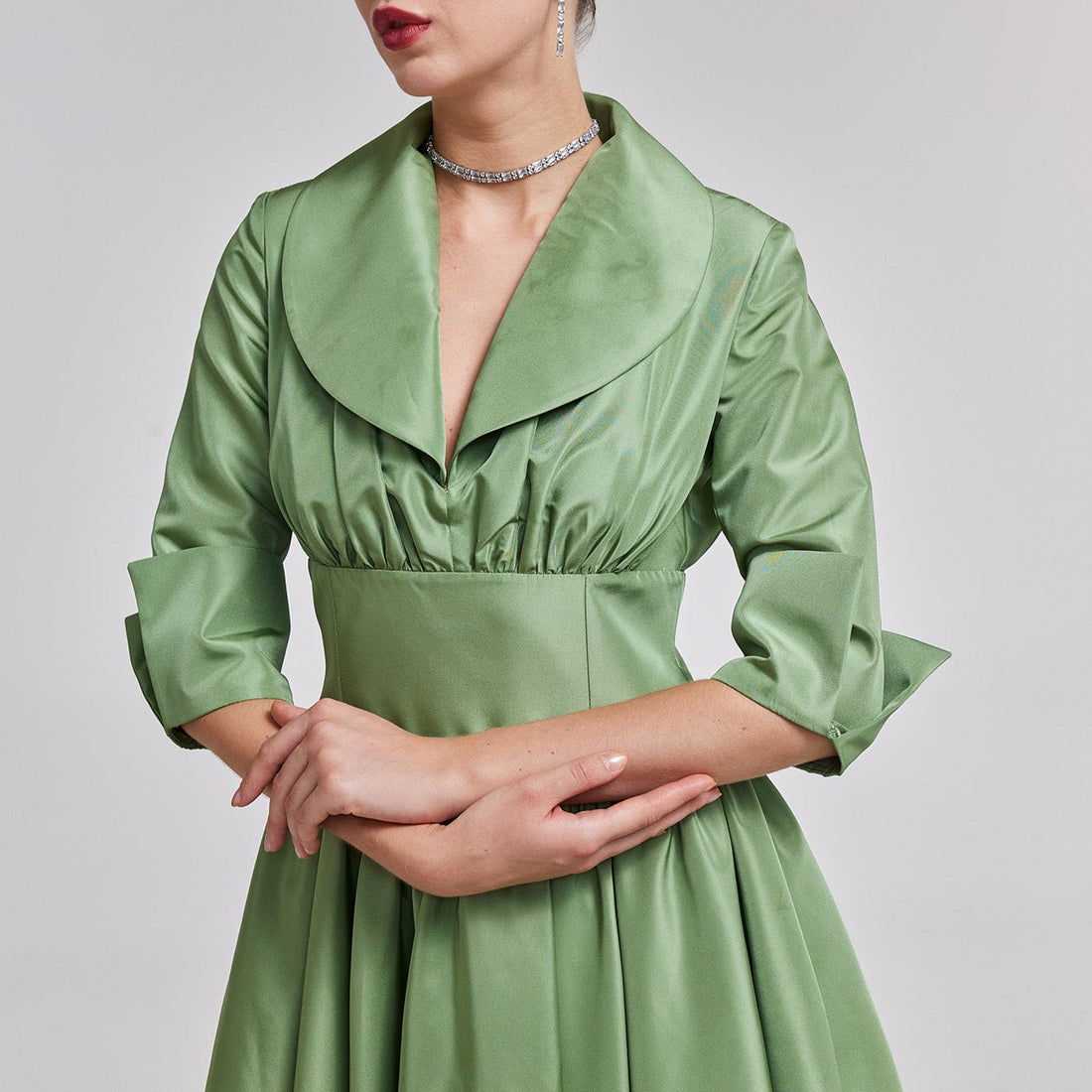 Green Taffeta Blazer Gown - shopaleena