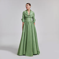 Green Taffeta Blazer Gown - shopaleena