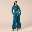 Green Tie-Front Satin Blouse - shopaleena