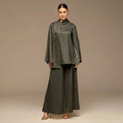 Green Wide Leg Satin Pants - shopaleena
