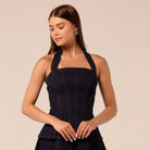 Halter Neck Denim Top - shopaleena