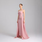 Halter Neck taffeta Maxi Dress Light Pink - shopaleena