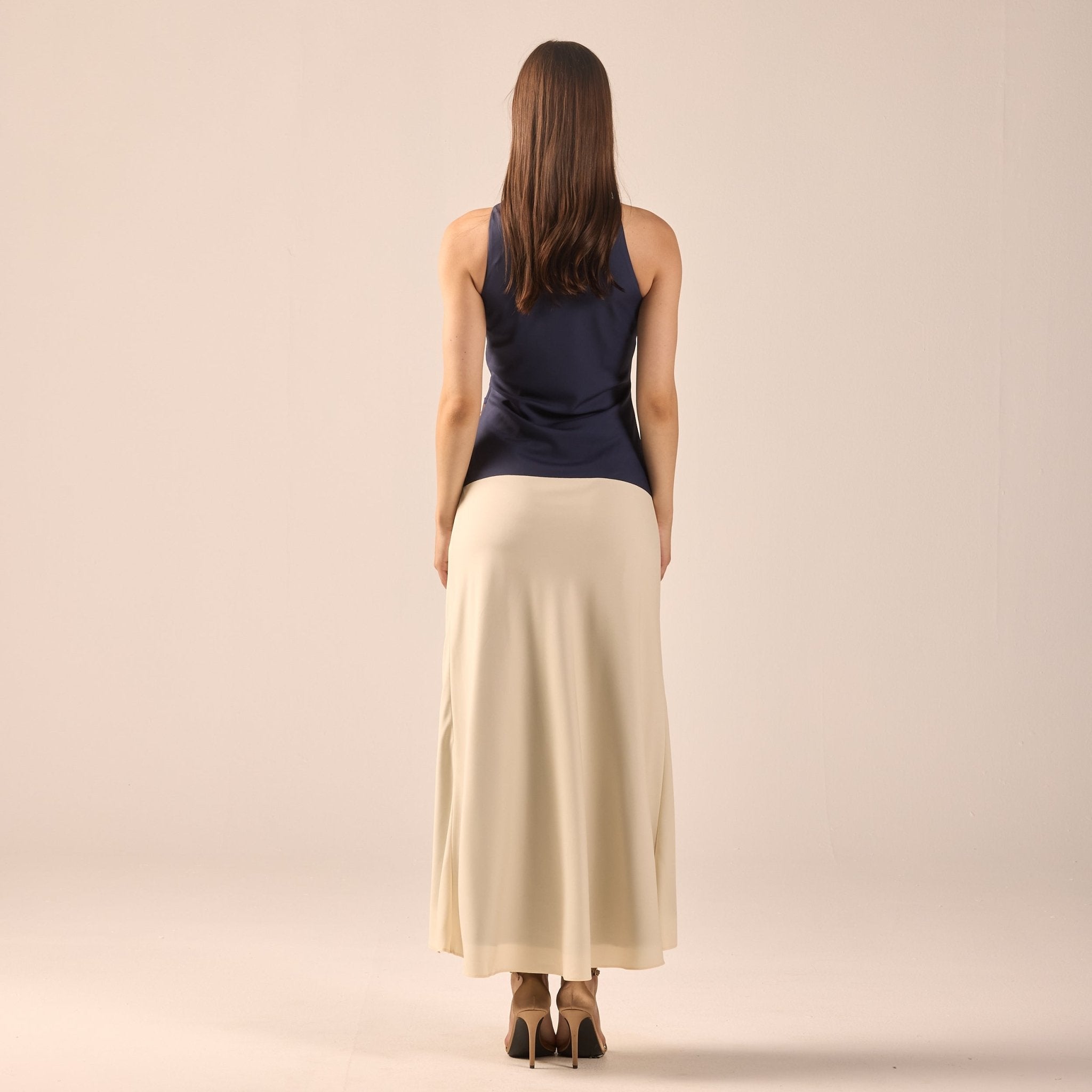 High Neck Floral Satin Maxi Dress - shopaleena