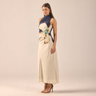 High Neck Floral Satin Maxi Dress - shopaleena