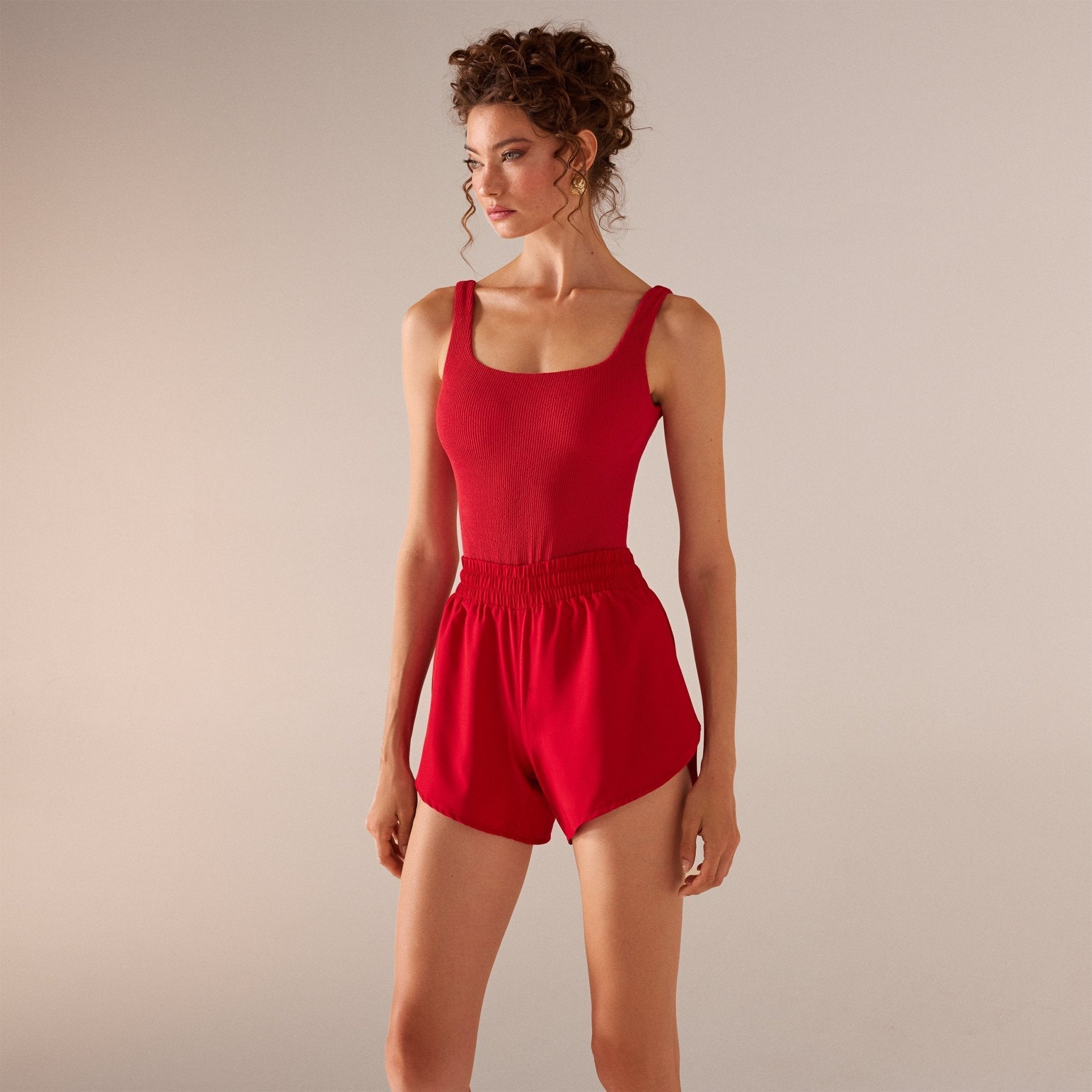 High Waist Swim Shorts - shopaleena