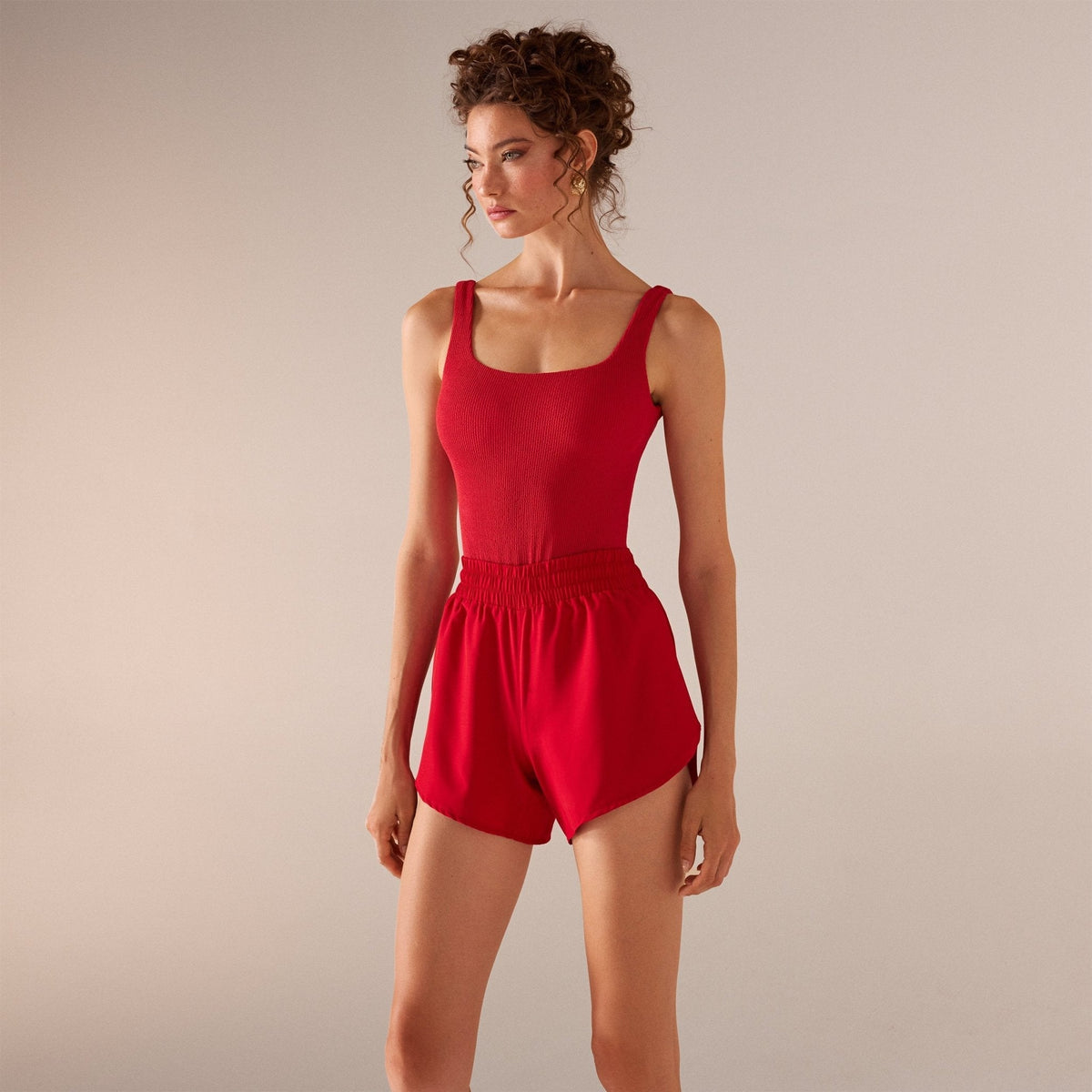 High Waist Swim Shorts - shopaleena