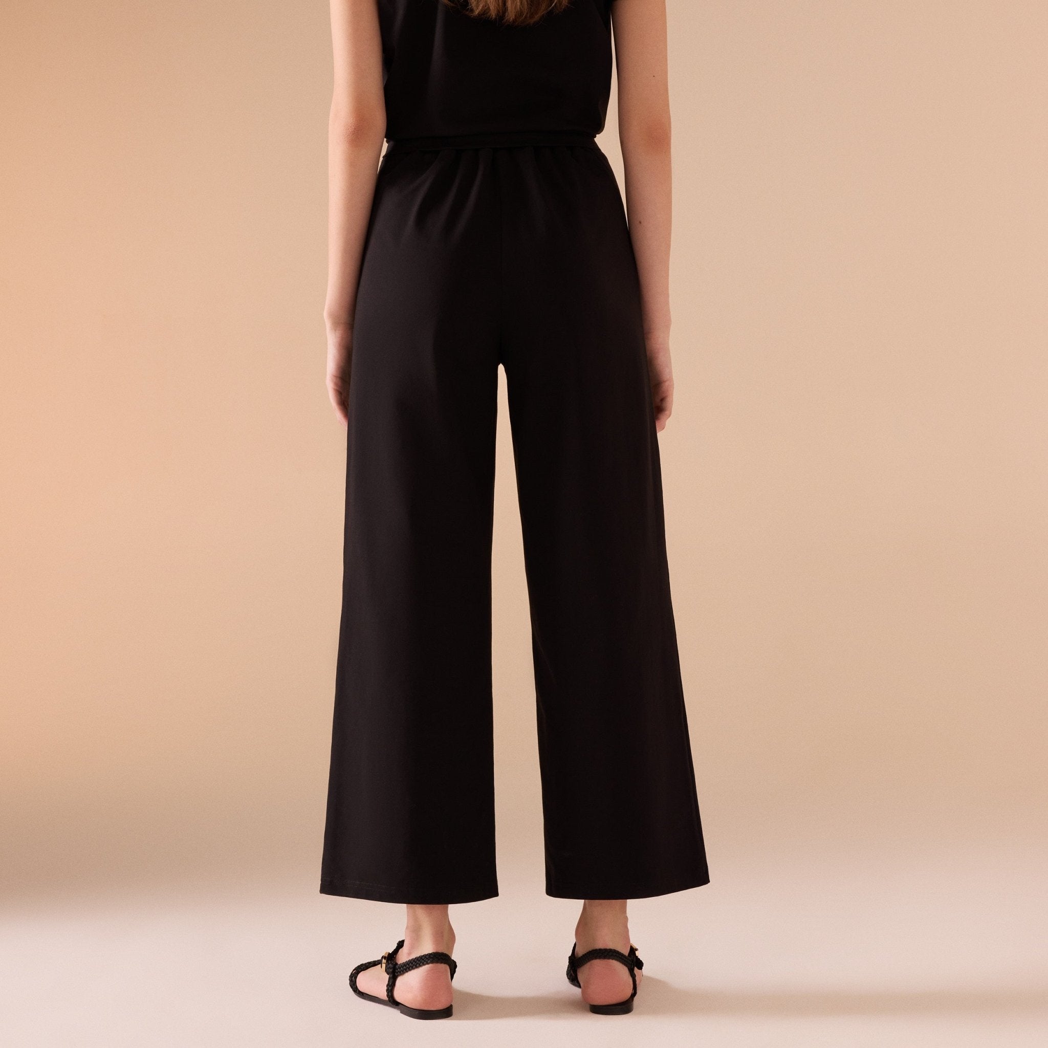 High Waist Wide Leg Cotton Pant - shopaleena