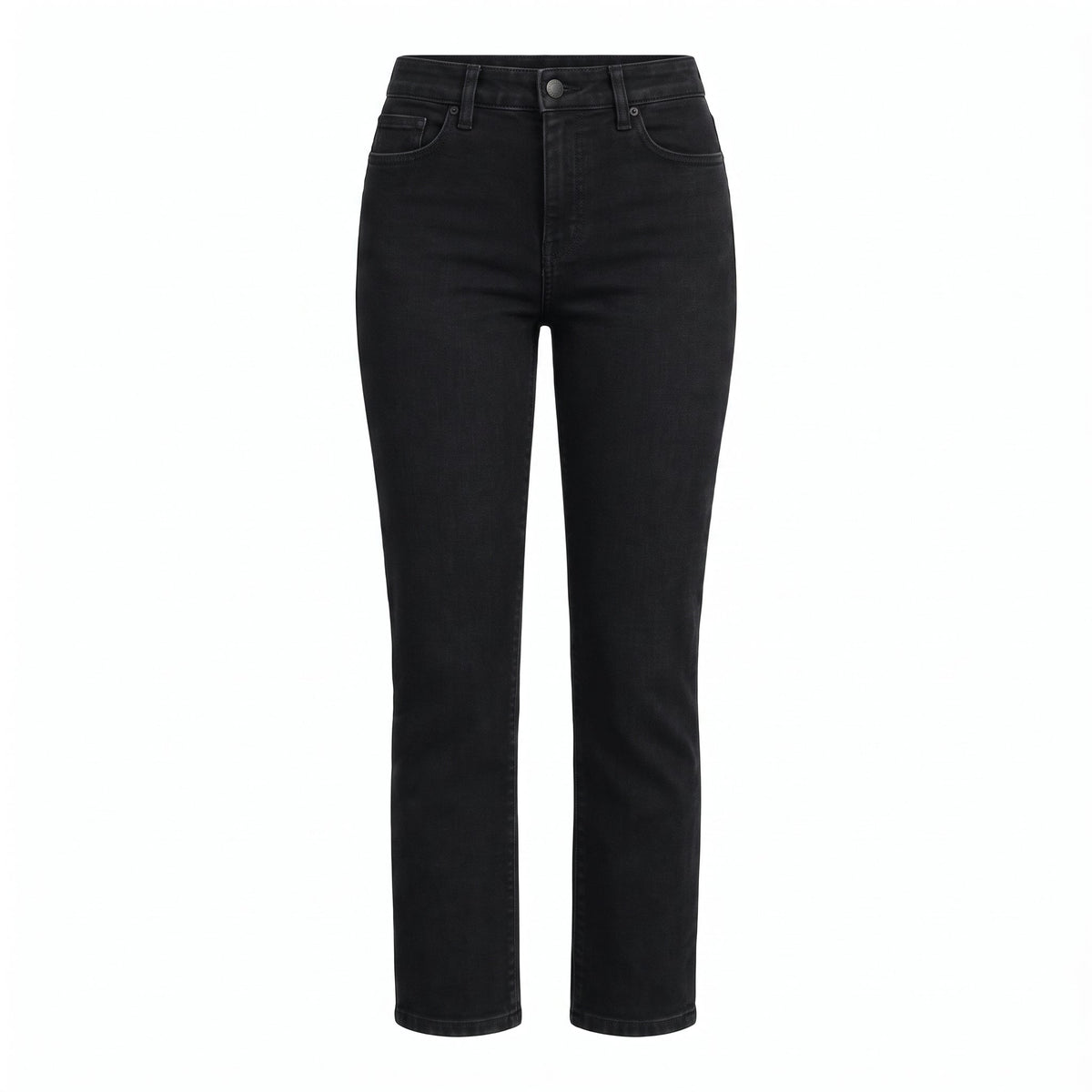 High Waisted Black Straight Leg Jeans - shopaleena