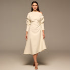 Ivory Asymmetric Off Shoulder Maxi Dress - shopaleena