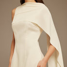 Ivory Asymmetrical Back Draped Maxi Dress - shopaleena